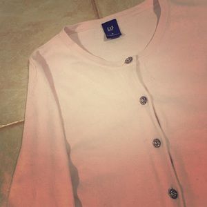 Light Pink Cotton Sweater with Rhinestone Buttons